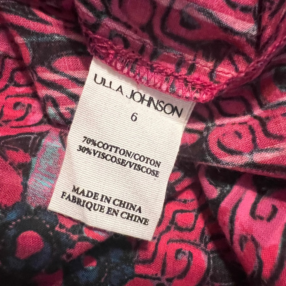 Ulla Johnson Flo Snapdragon Floral Puff Sleeve Tie Back Top Size 6 - Picture 8 of 9